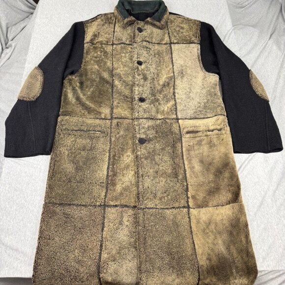 DOMINIC BELLISSIMO Shearling Lambskin Leather Reversible Coat Jacket Sz 14 Black - Picture 2 of 13